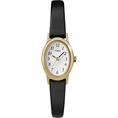 Timex - Timex Women's Cavatina Black Leather Strap Watch - Walmart.com ...