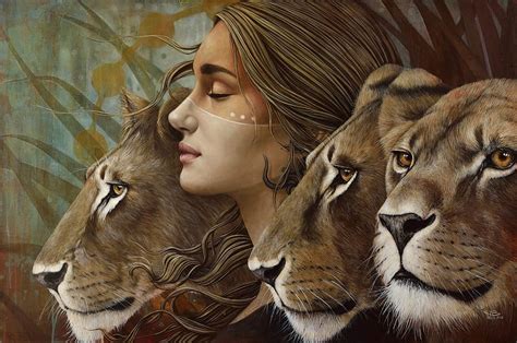 720P Free download | :), fantasy, art, sophie wilkins, face, lion ...