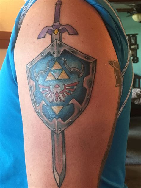 Master Sword, Hylian Shield tattoo Shield Tattoo, Sword Tattoo, Master ...