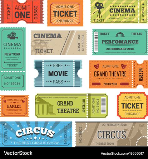 Tickets design templates for movie theater Vector Image