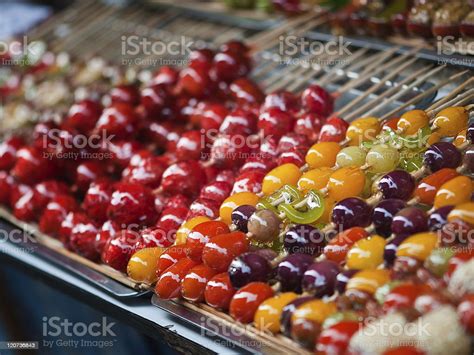 Candied Haws On A Stick Stock Photo - Download Image Now - Bamboo ...