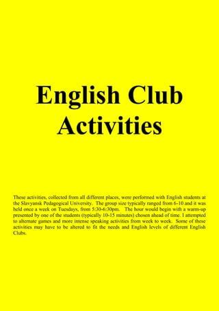 English club activities | PDF