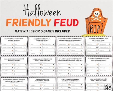 Halloween Friendly Feud Game the Hilarious Party Game of Guessing Top ...