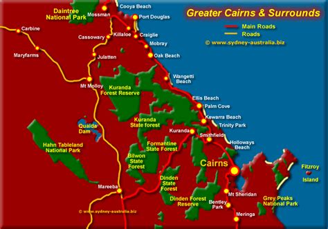 Map Of Cairns And Surrounds - Map With Cities