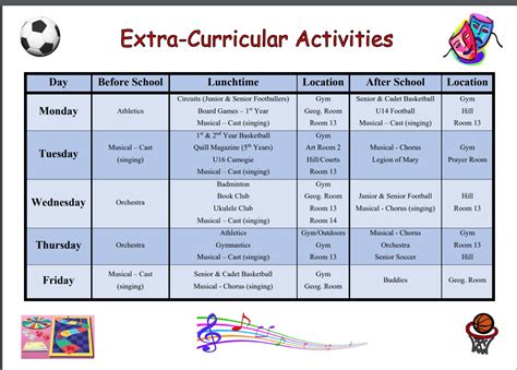 Extra-Curricular Activities Schedule: 2017/2018 | Presentation College ...