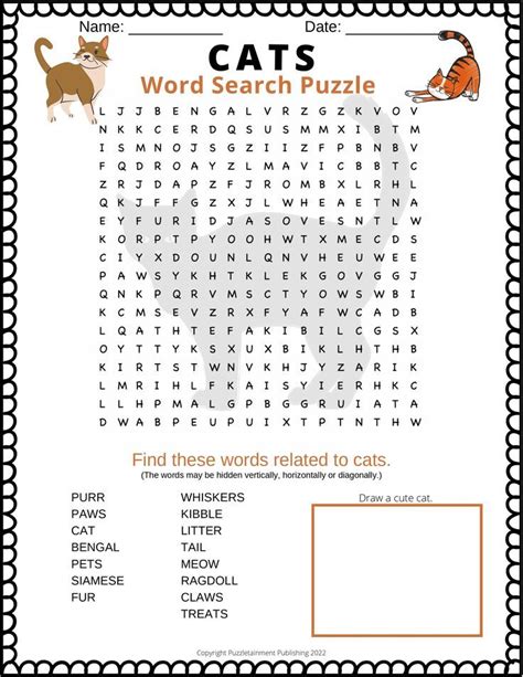 Discover the World of Cats with this Free Printable Word Search!