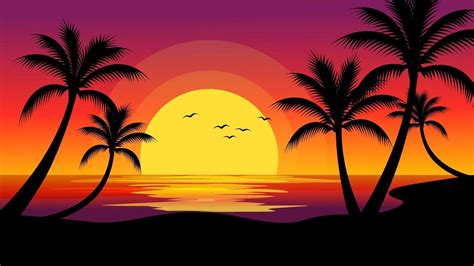 Tropical Beach Sunset Background 3428335 Vector Art at Vecteezy