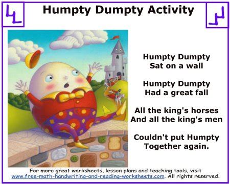 Humpty Dumpty Nursery Rhyme:Mother Goose Activities