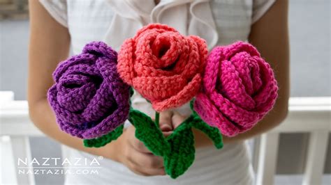 CROCHET ROSE FLOWER BOUQUET Tutorial - How to Make Beautiful Bouquet of ...