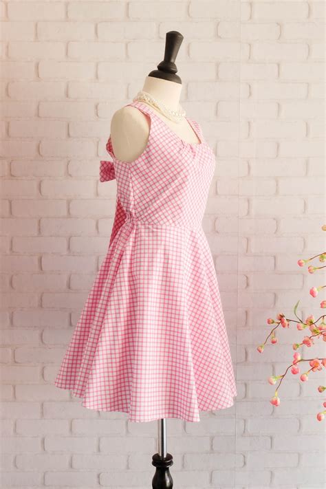 Plaid Dress Plaid Sundress Pink Dress Pink Bow Dress Party Dress Pink ...