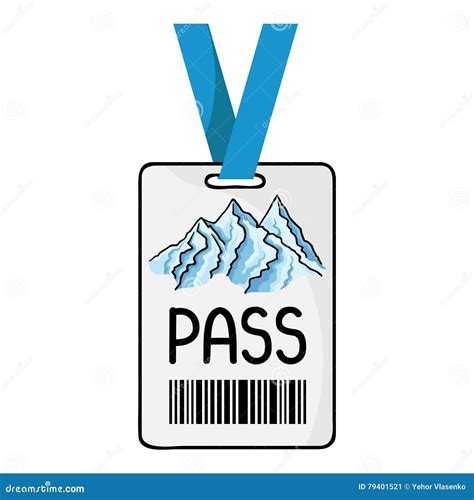 Ski Pass Icon in Cartoon Style Isolated on White Background. Ski Resort ...