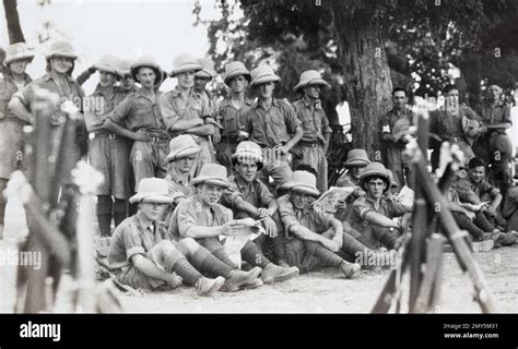 British infantry soldiers resting in the North West Frontier region of ...