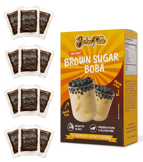 Buy BOBA FIDE Instant Brown Sugar Boba Tapioca Pearls, 12 Packets of ...