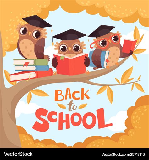 Owl in branch back to school september autumn Vector Image