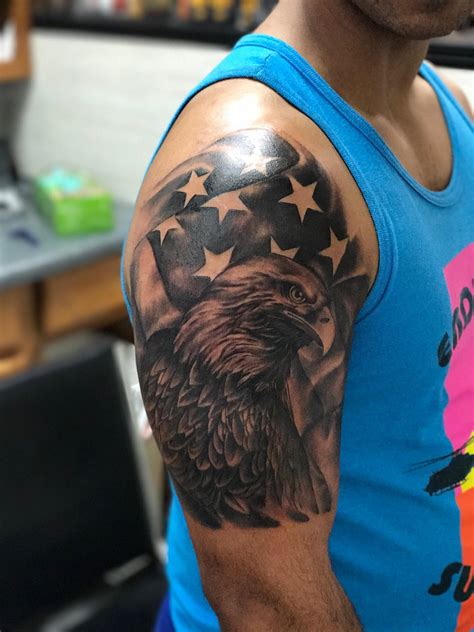 Eagle and American flag done by Vincent Nelson @ Lucky Tiger in ...