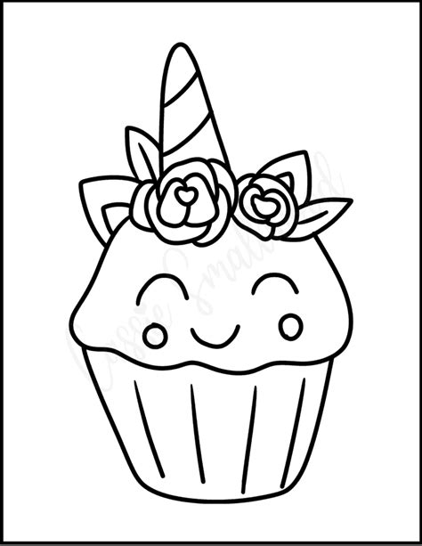 7 Cute Unicorn Cupcake Coloring Pages - Cassie Smallwood