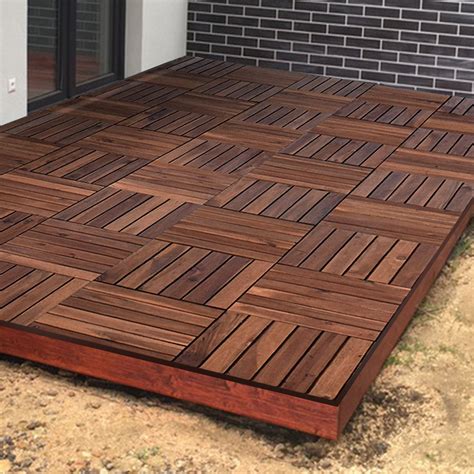 Interlocking Wooden Click Deck Decking Tiles Outdoor Balcony Wood Patio ...