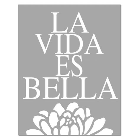 La Vida Es Bella 8x10 Floral Print With Spanish Quote Life | Etsy