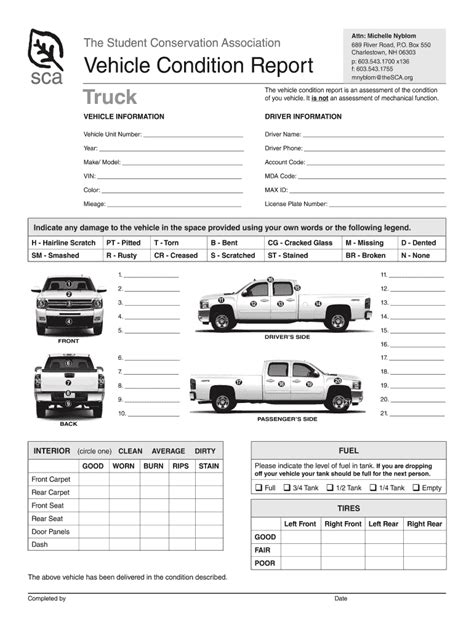 Pickup Truck Damage Inspection Diagram - Fill Online, Printable ...