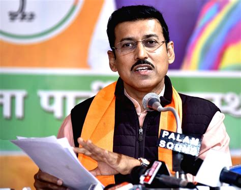 BJP leader and MP Rajyavardhan Singh Rathore addressing the Press ...