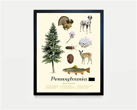 Pennsylvania State Symbols Typology Poster Pennsylvania Wall - Etsy