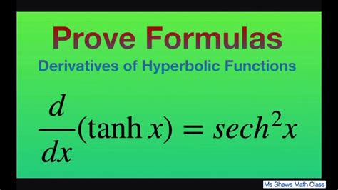 Prove derivative of tanh x = sech^2 x using definitions of hyperbolic ...