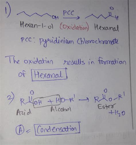 [Solved] The oxidation of hexan-1-ol with pyridinium chlorochromate ...