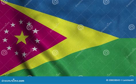 Moca Flag, City of Puerto Rico, Waving in Wind. 3d Illustration Stock ...