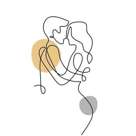 couple kissing line drawing Minimalist love and romantic idea 3189276 ...