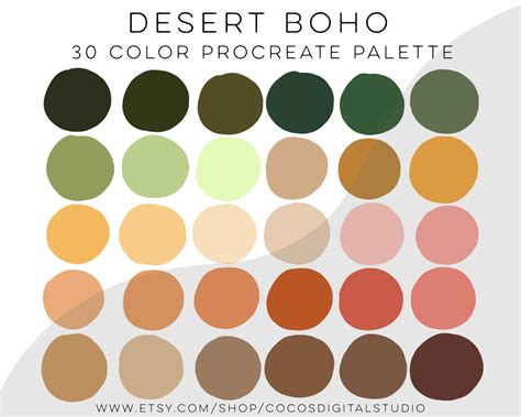 Desert Boho Procreate Color Palette Swatches Hand Picked Pastel Colors ...