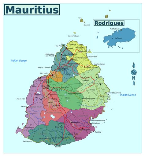 Large regions map of Mauritius | Mauritius | Africa | Mapsland | Maps ...