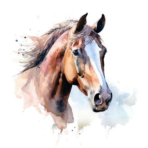 Premium AI Image | A watercolor painting of a horse with a white face.