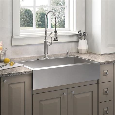 KOHLER Vault Farmhouse Apron Front 35.75-in x 24.31-in Stainless Steel ...