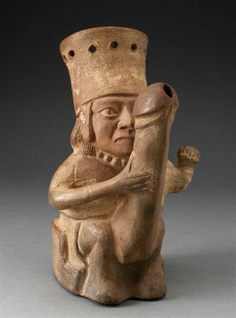 Rhyton shaped like a man with exaggerated phallus. Peru, Moche ...