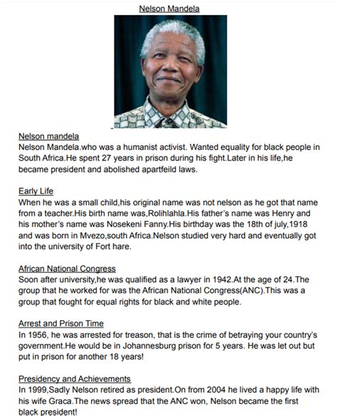 Nelson Mandela Biographies in Year 5 | Windy Nook Primary School