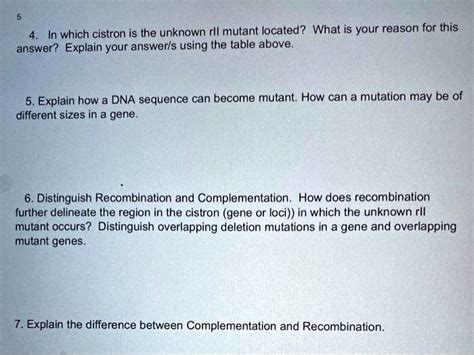 SOLVED: 'which cistron is the unknown rll mutant located? What is your ...