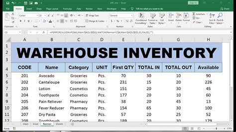 Warehouse Inventory Excel Youtube - Riset