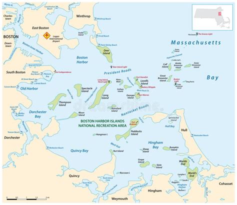 Boston Harbor Islands National Recreation Area Map, Massachusetts, USA ...