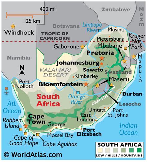 South Africa Maps Including Outline and Topographical Maps - Worldatlas.com