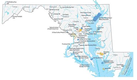 Maryland State Map - Places and Landmarks - GIS Geography