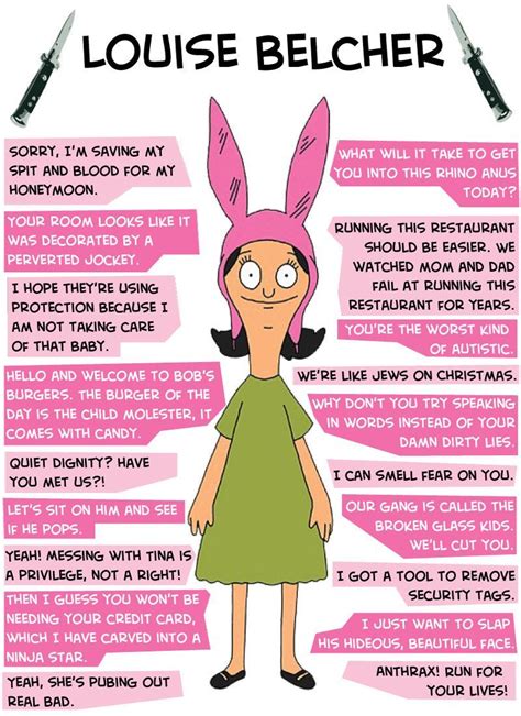 Louise - Bob's Burgers | Bobs burgers quotes, Bobs burgers, Bobs ...