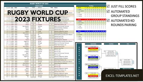 2023 Rugby World Cup Schedule and Scoresheet » Excel Templates