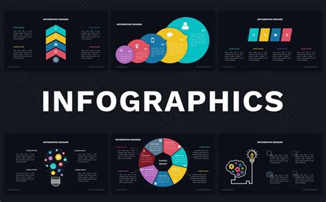 infographics presentation template with colorful circles and arrows on ...