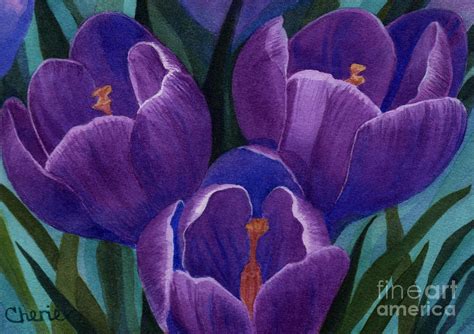 Cool Purple Crocus Painting by Vikki Wicks | Fine Art America