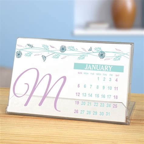 Personalized Floral Initial Desk Calendar | GiftsForYouNow