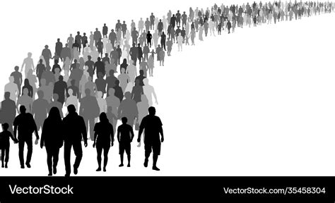 Crowd people silhouette resettlement Royalty Free Vector