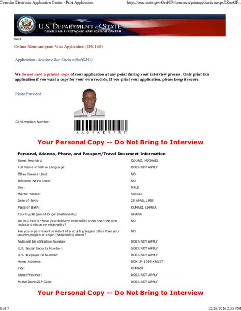 (PDF) Online Nonimmigrant Visa Application (DS-160 | doris nyarko antwi ...