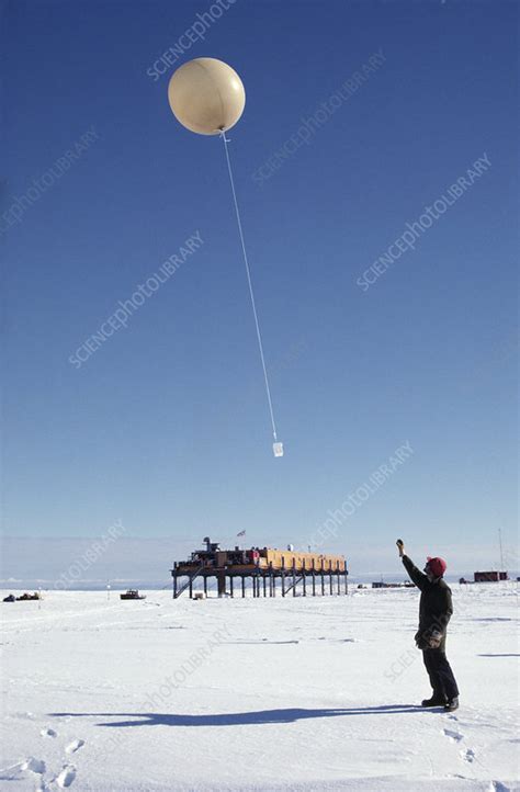 Weather balloon launch - Stock Image - E180/0421 - Science Photo Library