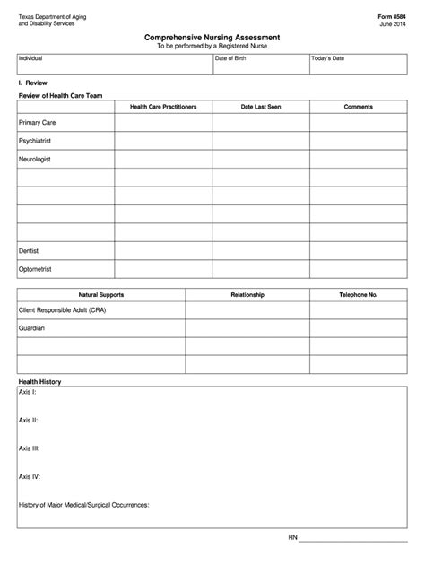 Printable Nursing Assessment Form Template - Printable Form, Templates ...