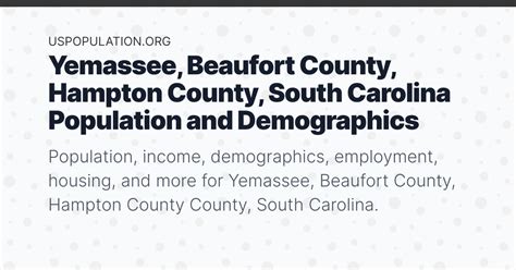 Yemassee, Beaufort County, Hampton County, South Carolina Population ...